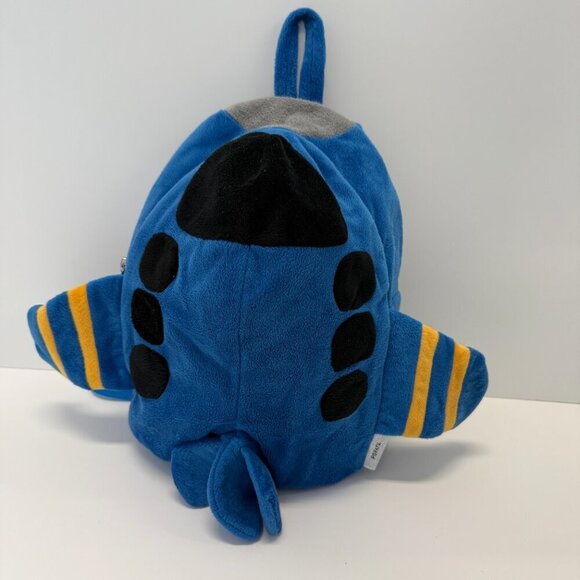 Popatu Kids Blue Fleece Airplane Rolling Backpack Trolley - Picture 2 of 9